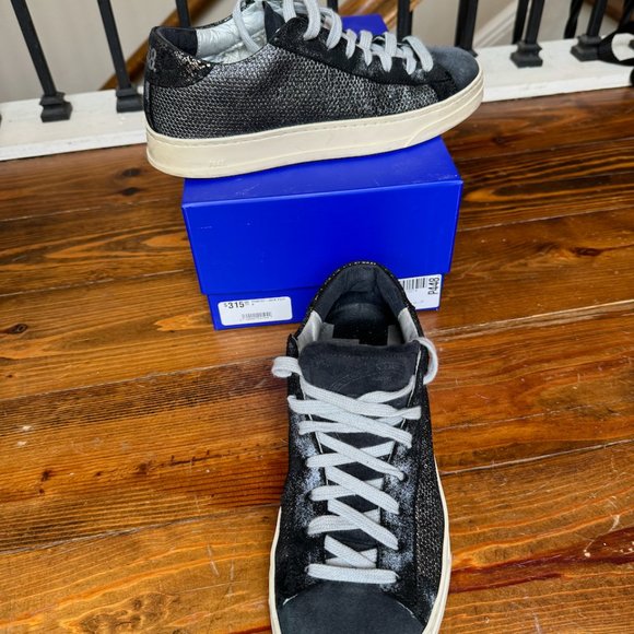 PP48 Jack Fujy Low Top Black Suede & Metallic "Hand -Distressed"Size 8 - Picture 3 of 16